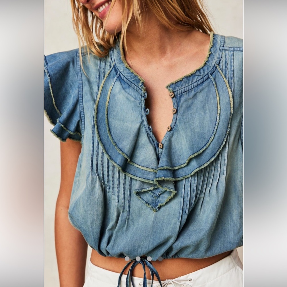 Free People One Naya Denim Top